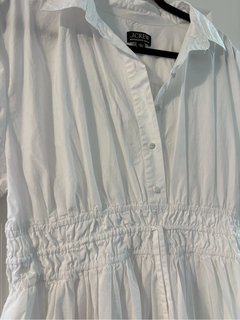J. Crew White Cotton Shirt Dress with Collar - Size 16